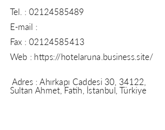 Aruna Hotel Istanbul iletiim bilgileri